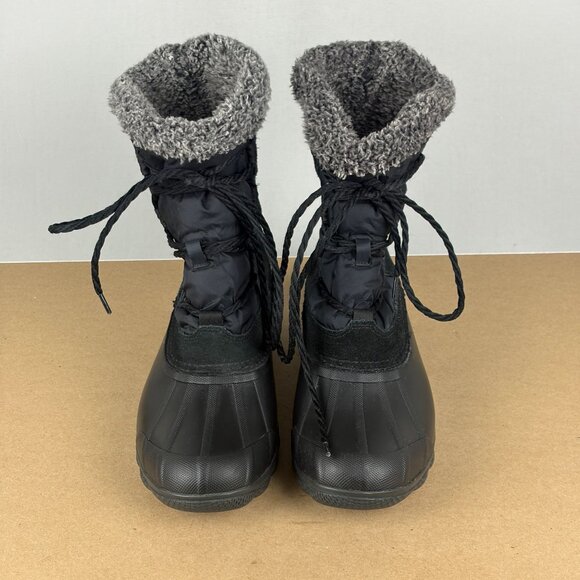 Sperry Syren Strait Quarter Duck Boots Womens 8 Black Suede Faux Fur Lace Up - Picture 2 of 8